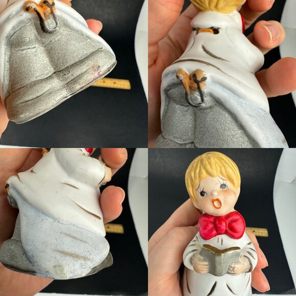 Vintage 1978 Jasco Choir Boy Singing Decorative Bell Christmas Holiday Ceramic - Picture 6 of 8